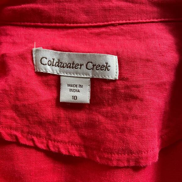 ColdWater Creek Jacket Linen Size 10 Pink Button Up Cinch Waist Roll Tab Sleeves - Picture 3 of 7